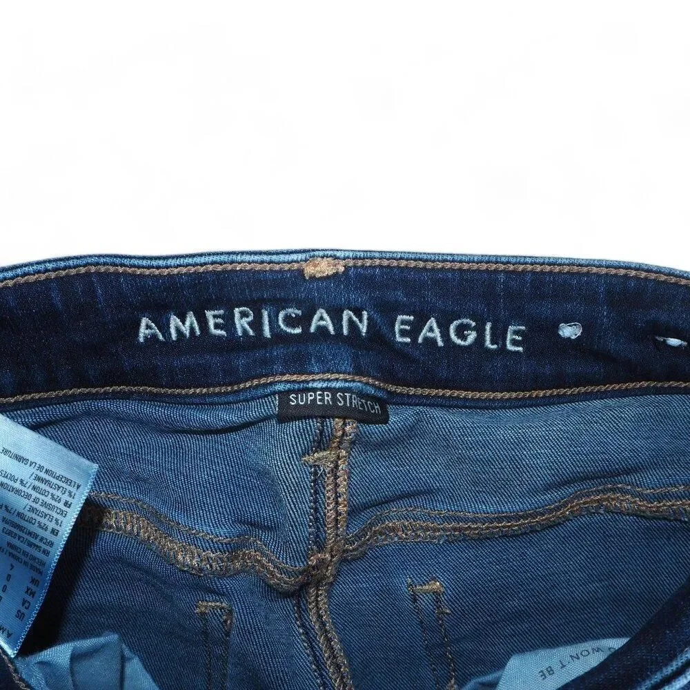 American Eagle Super Stretch Distressed Medium‎ Wash Jegging Jeans Juniors 00
